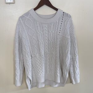 Anthropologie Crewneck Cable Knit Sweater - White